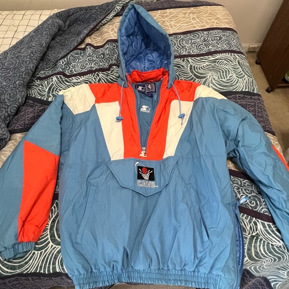 Cleveland Cavaliers CAVS Starter Jacket Windbreaker Blue Orange and White - Picture 1 of 3